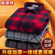Hengyuanxiang Camisa cálida Camisa caliente Los hombres de manga larga de mediana parte de los hombres, camisa a cuadros enhoraborada de terciopelo, pelaje de algodón puro de gran tamaño, traje de invierno de invierno rojo 9902 más terciopelo en espesor 2xl 180 tamaño [recomendado 150168 Jin [Jin equivale a 0,5 kg]]]