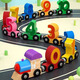 Train numérique magnétique Blocant Blocing Car Educational Children's Wooden Toys pour 1 à 3 ans Babies Early Education Toys [Thème du zodiaque] 13 trains magnétiques