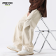 Foss Phil spring and summer pure cotton workwear casual pants men's loose wide-leg breathable paratrooper charge pants FPK27 beige white L