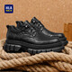 Heilan House (HLA) Chaussures pour hommes Chaussures de travail à semelle épaisse Chaussures de travail décontractées en cuir pour hommes HAAGZM1DFE025 Noir 43
