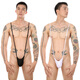 One-piece thin-strap thong new men's one-line sexy and personalized single-butt triangle T-pants for both sex and fun, black + white, 1 pair each