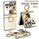 Applicable to OPPOFindN3Flip mobile phone case electroplated magnetic hinge finger ring case film folding anti-fall mobile phone protective case cover champagne gold [shell film]