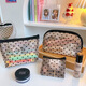 Zhiduosao ins style niche love mesh cosmetic bag for women portable small lipstick cosmetics toiletry bag storage bag medium triangle bag + small square bag 1 each 21*13*8+11.5*10.5*2CM