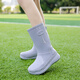 Gudetu Botas de lluvia japonesa para mujeres, zapatos impermeables que no están deslizando para el tubo medio, nuevos zapatos de goma de trabajo de cocina, botas de agua tibias para mujeres, zapatos para adultos, azul-tamaño estándar 40