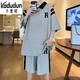Kaduton 14-jährige Schüler der Junior High School Kurzärmelte T-Shirt 13-jähriger Jungen kurzärmeliger Anzug Big Kinder Polo-Hemd 16 Teenager Anzug 5012 Schwarz (kurzärmelige + Shorts) L (100-120jin [Jin entspricht etwa 0,5 kg]))