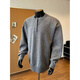 7 high-quality gray American Henry collar sweaters for men, winter plus velvet, high-end, lazy style, bottoming sweaters, casual jackets CRB-M143 light gray XL