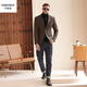 Carbonau autumn and winter wool thickened casual suit jacket woolen British yuppie suit single suit men's formal tweed brown herringbone single suit slim version 48