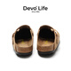 Devo Life's Wo Cork Schuhe für Männer und Frauen gleiche Gelegenheitsschuhe für Halbpack Faulpaare Birkenstock-Schuhe modische Außenschuhe 3624 Aprikosenfarbe Crazy Horse Cowhide 38 (empfohlen, eine kleine Größe zu nehmen)