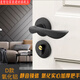 
Customized black door lock bedroom universal indoor solid wood door split door lock modern simple magnetic door handle A style F9901 straight handle whole set of locks (magnetic lock body) + hinge door suction