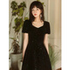 Messbeth Black Evening Kleid Französisch Wildleder High-End-Kunstuntersuch