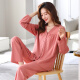 Modal 2024 Neue Pyjamas für Frauen im Frühjahr und Herbst, langärmelige, reine Baumwolle Großgröße Lose Baumwolle Herbst- und Winter-Heimkleidung Set XEQ9276 M Größe [vorgeschlagenes Gewicht: 85-100jin [Jin gleich 0,5 kg]]]