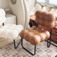Feifanyaju Makeup Chair Makeup Stool Bedroom Cream Style Makeup Chair Dining Chair Dressing Table Stool Light Luxury Girls Bedroom Internet Celebrity in Milky White Lamb Velvet Bubble Chair