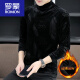 Romon Plus Velvet épaissis de demi-collé de base à col roulé pour le t-shirt à manches longues en velours en or noir pour hommes en automne et hiver intérieur usure t 691 noir m