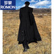 ROMON black long godfather shoulder pad woolen coat men's winter thickened cleanfit Cthulhu civilian windbreaker jacket black [upgrade] 90% buyers choose 2XL 150-165Jin [Jin equals 0.5 kg]
