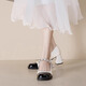 Xuanyan Little perfumado Fairy Mary Mary Zhen Zapatos de cuero pequeños en blanco y negro Bloqueo de color para mujeres Tacones gruesos tacones altos en blanco y negro [6 cm] [Tamaño 36]