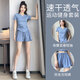 Aimengniao fitness running quick-drying sports suit for women 2024 summer thin sportswear hiking clothes Pilates yoga clothes for women suit blue + blue L (refer to bust and waist for size selection)