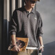 Maden Workwear American Casual Jacquard Stricken Polo -Shirt College -Stile Textur Revers Pullover Pullover Herren Herbst und Winter Dunkelgrau L.