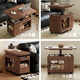 Hexuan solid wood movable coffee table with foldable lifting storage side cabinet multi-functional wheeled sofa side table trolley Lecheng medium color