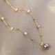 Fat Donglai's same style Edison pearl pendant natural freshwater baby's breath necklace feminine necklace new lock purple