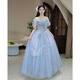 Blue banquet evening dress for women 2024 new high-end fugitive princess toasting dress fairy light luxury annual party dress blue long 4XL non-refundable and non-exchangeable
