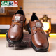 卡帝乐鳄鱼（CARTELO）男鞋2025秋冬新款男士真皮休闲商务软底加棉皮鞋男增高底帮工装鞋 9909黑色加绒款 38