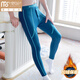 Modal Men's Velvet Warm Pants Thickened Barbie Pants Slim-fitting Shark Pants Yoga Tight Cotton Wool Pants Cold-proof Velvet Pants Dark Blue 2XL 180 140-160Jin Jin is equal to 0.5 kg