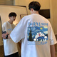 Zhiwei Doraemon pure cotton short-sleeved T-shirt for men in summer Tinker Bell new heavyweight loose dolom cat half-sleeved trendy top T688 sky blue 2XL [recommended 150-170Jin [Jin equals 0.5 kg]]