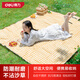 Deli thickened picnic mat outdoor oversized foldable ground mat camping beach tent moisture-proof mat yellow and white grid large