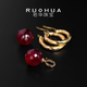 RUOHUA Manchun 10-11mm pigeon blood ruby earrings for women 18K gold birthday gift for girlfriend