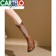 CARTELO leather western cowboy boots for women 2023 new embroidered knight boots mid-tube Martin boots thick high heel boots brown single 37