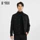 Lilang Light Fashion Men's Clothing Jacquard Woolen Coat Men's Short Lapel Workwear Wool Jacket Q4DYR101 Black 3XL (185)