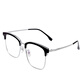 Senlan Myopia Brille Herren Augenbrauen Linie Halbrahmen Titanlegierung Anti-Blau-Licht Brille Rahmen mit Grad Female Professional Matching Grad Brille 9713 Schwarz-Silber-Rahmen + Senlan HD 1,56 Anti-Blau-Licht