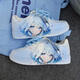 Gemeinsam Branding 2D Peripheral Funinga Herrenschuhe 2024 Frühling und Herbst Genshin Impact Schuhe Pfirsiche sind reife huili Ganyu High-Top-Schuhe (rosa blau) x2694d 35