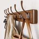 Yisijia clothes hanger, wall hanging clothes hook, clothes hook, entrance door, entrance door, rear entrance key, punch-free solid wood, light card color, 6 hooks, strong load-bearing solid wood