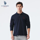 US Polo Assn.Polo Shirt Herrenanlagen Herbst Baumwollgeschäft Casual Long-Ärmeln T-Shirt Herren High-End Top Navy Blue XL