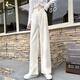 Woodpecker corduroy wide-leg pants for women in spring and autumn high-waist loose strip fleece straight trousers autumn and winter plus velvet thickened pants trendy regular 1049# brown [model] 2XL [recommended 133-150Jin [Jin equals 0.5 kg]]