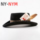 NY-NYM Four Seasons Men's Hat Sheep Felt Hat Concave Top Solid Color Sheep Felt Gentleman Hat Ribbon Decoration Wool Felt Jazz Hat Black 58cm
