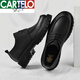 卡帝乐鳄鱼（CARTELO）皮鞋男秋季新款真皮商务正装英伦风男士休闲百搭厚底大头德比鞋子 黑色6623四季款 40 标准皮鞋码
