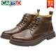 Cartelo Martin Boots Herrenherbst- und Winter High-Top-Schuhe Trendy Leder Britisch-Stil kurze Stiefel neue Plüschmitte Retro-Arbeitsstiefel Brown <Middle Top Style> 41