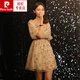 皮尔卡丹（pierre cardin）方领雪纺连衣裙女夏装2025新款炸街小个子减龄显瘦收腰网纱仙女裙 杏色裙子9435初 XL
