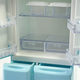 Miniatur-Szene Ornamente Mini Simulationsmöbel Doppelte Tür Kühlschrank Puppe Haus kleiner Modell Kinderspielhaus Spielzeug Blau Kühlschrank + frische Kiste + Obst- und Gemüse-Snack Set +