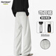 Homlean American drape casual pants for men in spring and summer straight loose scimitar long pants JC01 white flower gray L