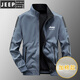 JEEP SPIRIT jacket men's spring and autumn stand collar loose double-sided wear winter youth middle-aged business jacket with cotton jacket 9866 dark gray plus cotton style [upgrade version] 2XL (recommended 145-160Jin [Jin equals 0.5 kg])