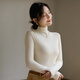Langsha turtleneck bottoming shirt for women with warm and close-fitting spring and summer antibacterial and anti-mite black long-sleeved T-shirt brushed thermal top