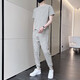 NASA RHUDE夏季冰丝短袖T恤运动套装男潮牌男装套装潮流休闲男夏天衣服夏装 719卡其(短袖+长裤) M (90-115斤)