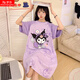 Xianmengsha's new summer pure cotton mid-length nightgown for women's short-sleeved round neck sweet cute cartoon pajamas girl's home clothes 723-Yugui Dog M