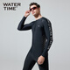 WATERTIME/Shuichuan Men's Swimsuit Swimsuit One-piece Wetsuit Beach Pants Anti-Embarrassing Swimsuit Black Silver L