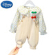 Disney (Disney) Baby Girl Autumn Outfit Set Pure Cotton Infant Princess Overalls Sweater Two-piece Set Spring and Autumn Internet Celebrity Fashion Pink Overalls Set (Spring and Autumn Style) 85cm