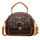 Feng Shang strukturierte Crossbody-Tasche kleine runde Tasche Frauen Neue Mode gedruckte Frauen Tasche mehrschichtige Handtasche einzelne Schulter-Diagonale Frauen [Kaffee mit Braun]