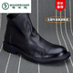 Woodpecker men's shoes, thick-soled fashionable leather boots, breathable high-top Martin boots, versatile non-slip casual leather shoes, men's soft sole short round toe, black single-lid style 37